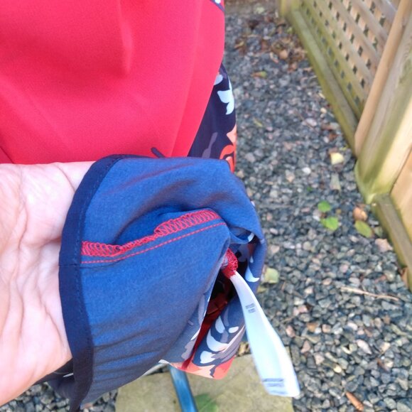 Strapless Red Dress Size Small Chic by Jacob Red Floral Border - Picture 8 of 9